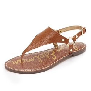 Sam Edelman Greta Brown Leather Thong Sandals